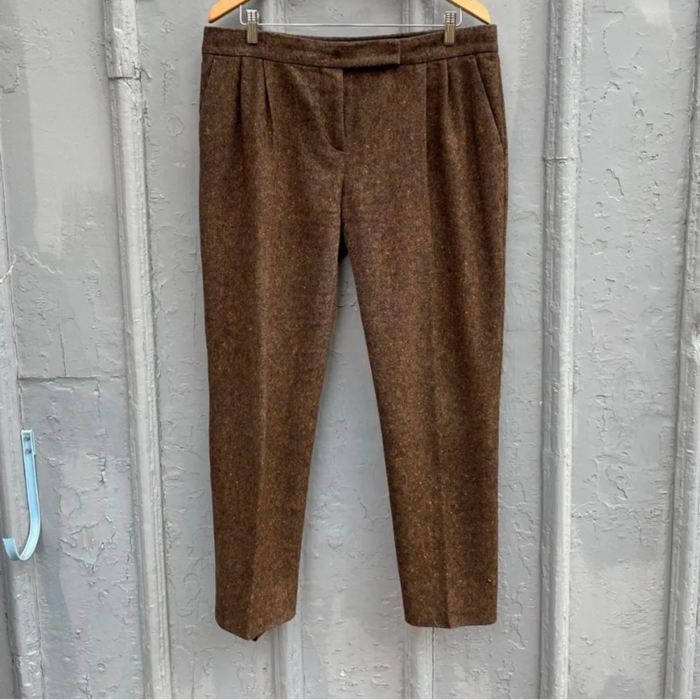 MaxMara Wool Silk Brown Tweed pants, size 44 - Picture 1 of 8